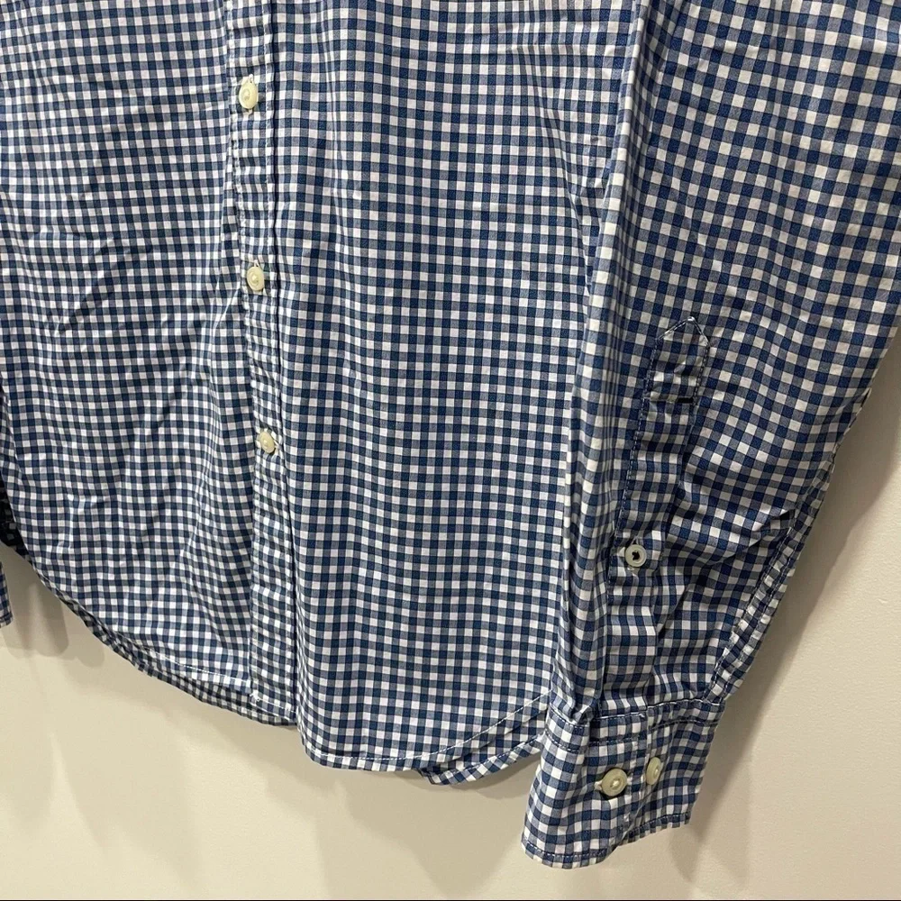 Banana Republic Camden Fit Mini Check Blue Sky Shirt Button Down Small